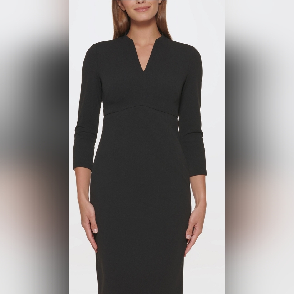 Calvin Klein Split Neck Sheath Dress Size 12 New W Tags